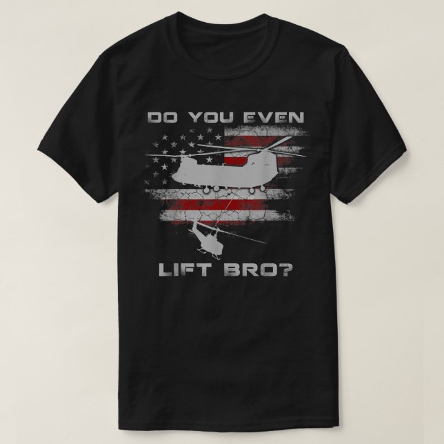 Camiseta Você Levanta O Corvo CH-47 Chinook Helicopter Funn (Frente do Design)