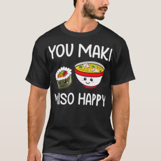 Camiseta Você Maki Miso Feliz Despejo Sushi Dão Engraçado