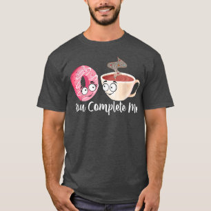 Camiseta Você Me Completa Café Engraçado Kawaii e Donut D