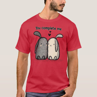 Camiseta Você me completa coelhinhos bonitos apaixonados