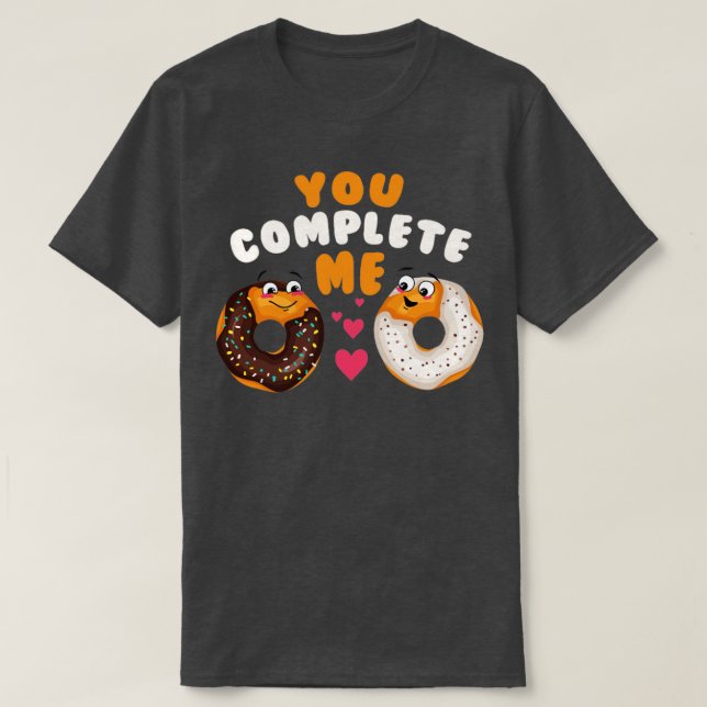 Camiseta Você me completa Dia de os namorados rosquinha (Frente do Design)