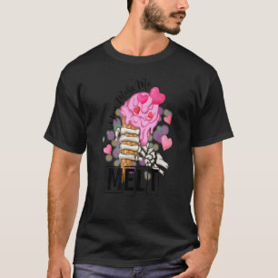 Camiseta Você Me Faz Derreter Esqueletos Sorvetes Mão Feliz