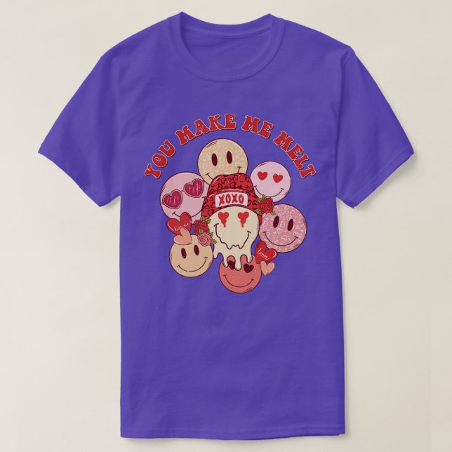 Camiseta Você me faz derreter retro derretendo cara feliz V (Frente do Design)