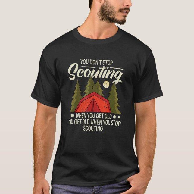 Camiseta Você não pára para o Velho movendo camping e (Frente)