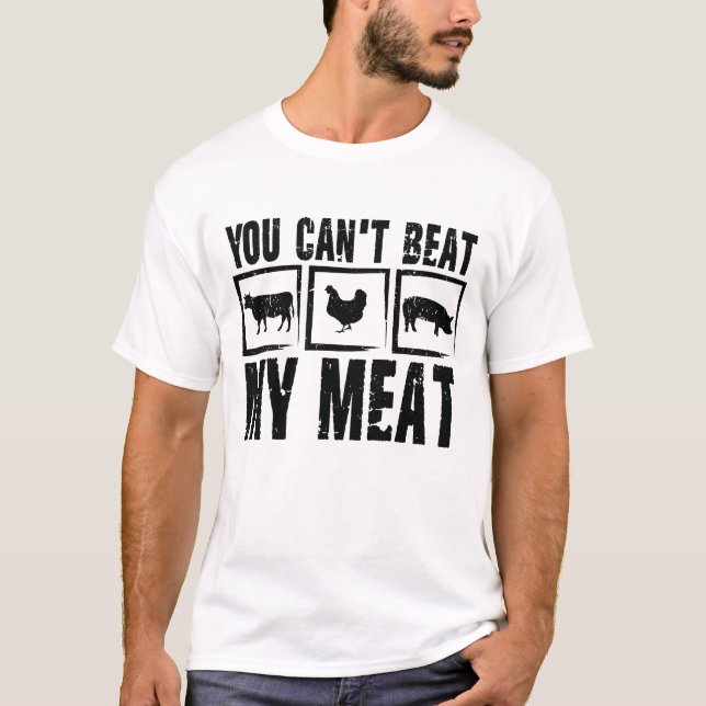 Camiseta Você não pode bater na minha carne - churrasco eng (Frente)