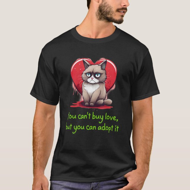 Camiseta Você não pode comprar amor, mas pode adotá-lo, div (Frente)