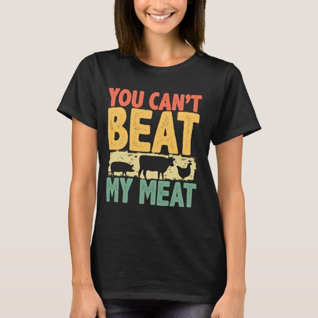 Camiseta Você não pode derrotar meu fumante de carne, CHURR (Frente)