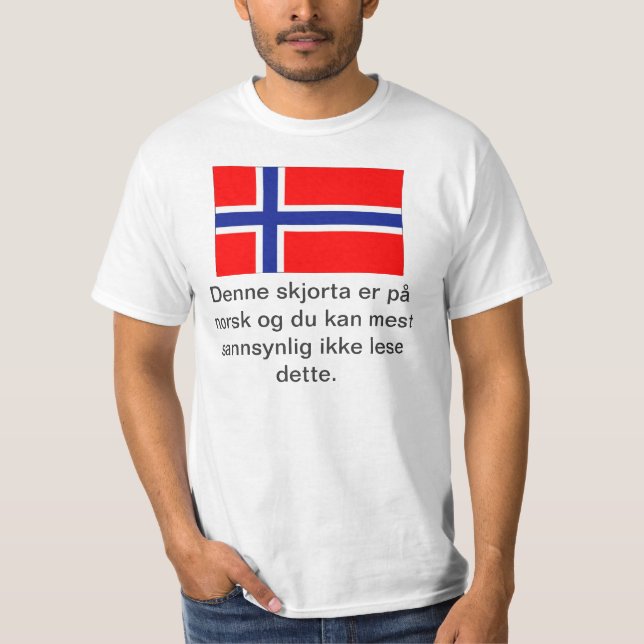 Camiseta Você não pode ler este t-shirt norueguês (Frente)