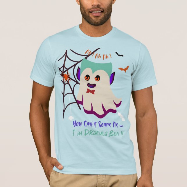 Camiseta Você não pode me assustar com T-Shirt azul-curta (Frente)