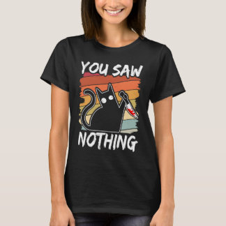 Camiseta Você Não Viu Nada Gato Preto Sarcasmo Assassinato