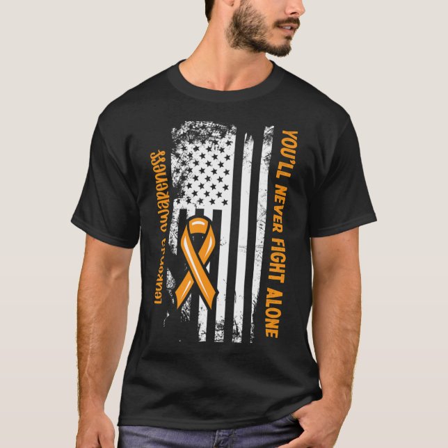 Camiseta Você nunca combaterá sozinho a leucemia de Cancere (Frente)