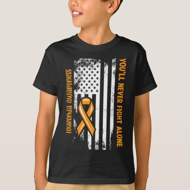 Camiseta Você nunca combaterá sozinho a leucemia de Cancere (Frente)