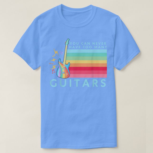 Camiseta Você nunca pode ter muitos Guitarras, arco-íris (Frente do Design)