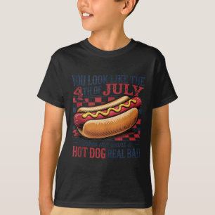 Camiseta Você Parece 4 De Julho Retro Hotdog Patriótico M