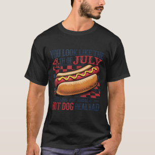 Camiseta Você Parece 4 De Julho Retro Hotdog Patriótico M