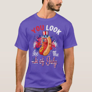 Camiseta Você parece o 4 de julho, Engraçado Cachorro Quent