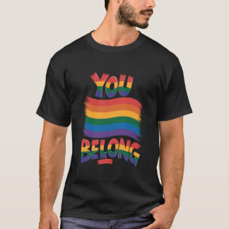 Camiseta Você Pertence Mensagem Arco-íris de Inclusão Desig