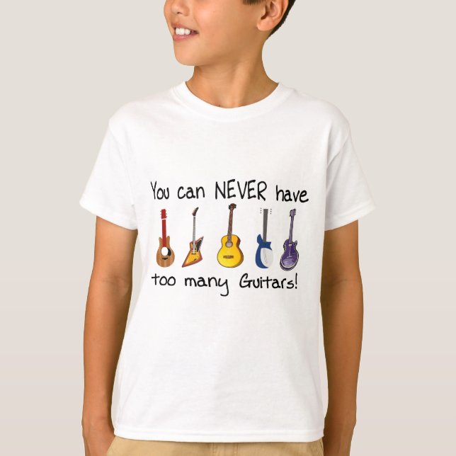Camiseta Você pode NUNCA ter presentes demais das guitarra (Frente)