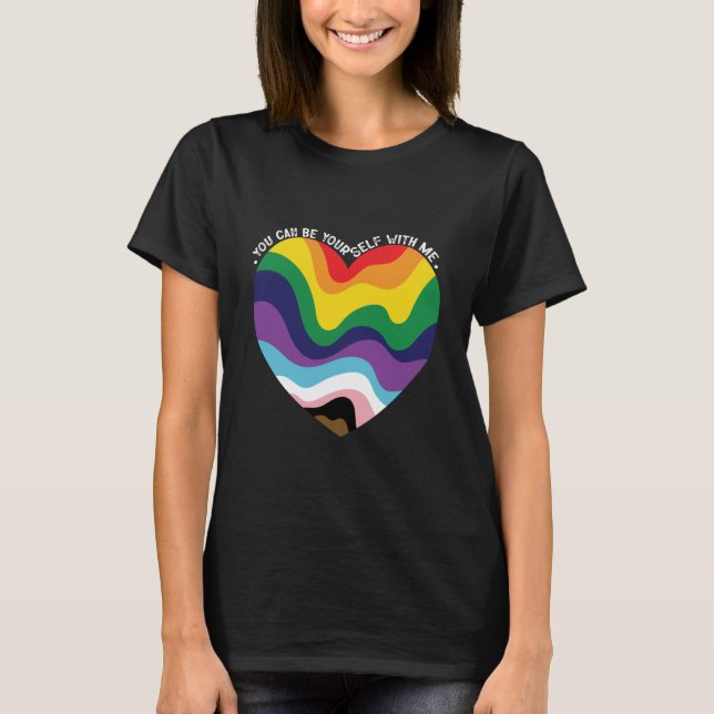 Camiseta Você Pode Ser Você Mesmo Comigo LGBT Transgênero G (Frente)
