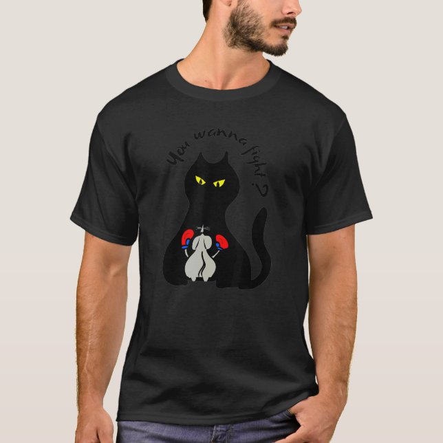 Camiseta Você Quer Lutar Memes Para Rato E Gato Fofo (Frente)