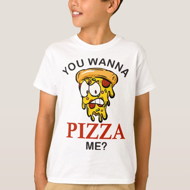 Camiseta Você quer me fazer uma pizza louca e engraçada par (Frente)