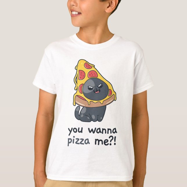 Camiseta Você quer me Pizza comida de memes de gatos (Frente)