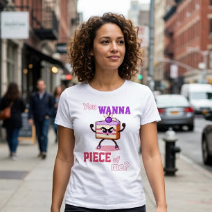 Camiseta Você Quer um Pedaço de Mim Bolo de Desenho Animado