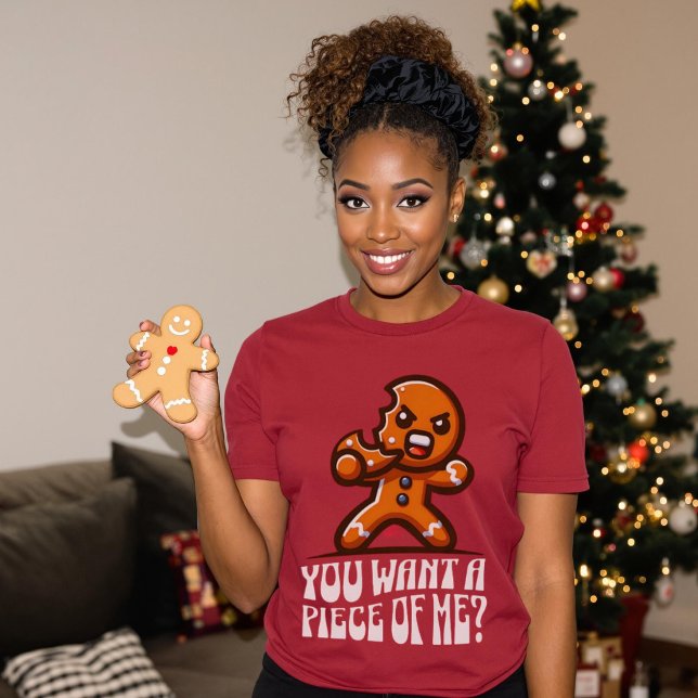 Camiseta Você quer um pedaço de mim, Gingerpão, homem engra (You Want a Piece of Me Gingerbread Man Funny Xmas T-Shirt.)