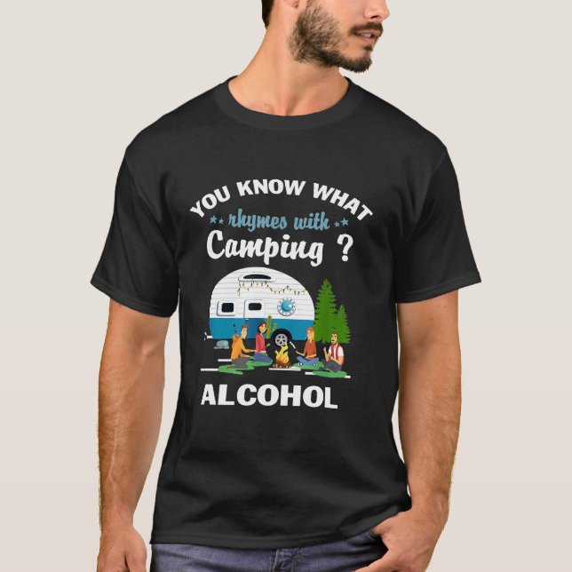 Camiseta Você Sabe O Que Rima Com Álcool De Acampamento Cam (Frente)