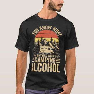 Camiseta Você Sabe O Que Rima Com Camping Álcool Vintage