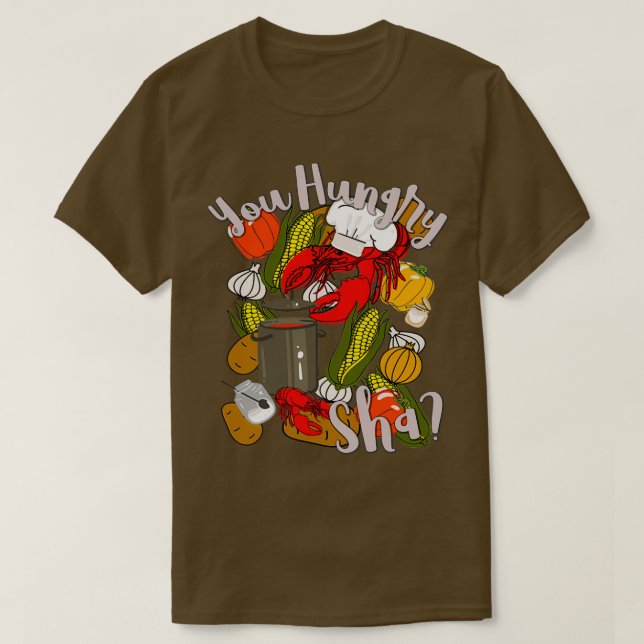 Camiseta Você Sha Cozinhar Cajun Crawfish Chef Gumbo (Frente do Design)