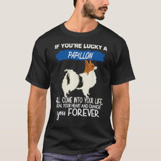 Camiseta Você tem sorte de um Papillon