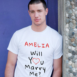 Camiseta Você vai me casado? Coração Romântico Vermelho com