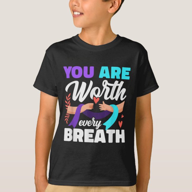 Camiseta Você Vale Cada Consciência Da Depressão Respiratór (Frente)