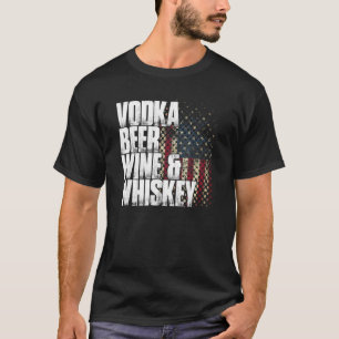 Camiseta Vodka Beer Wine Whiskey Patriotic USA Flag