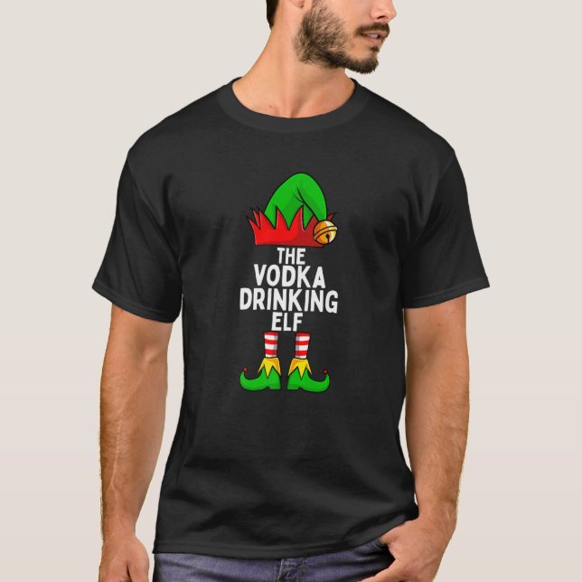 Camiseta Vodka Drinking Elf Matching Family Christmas (Frente)