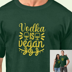 Camiseta Vodka é Vegan - Óculos de Vinho - a Cor Escura