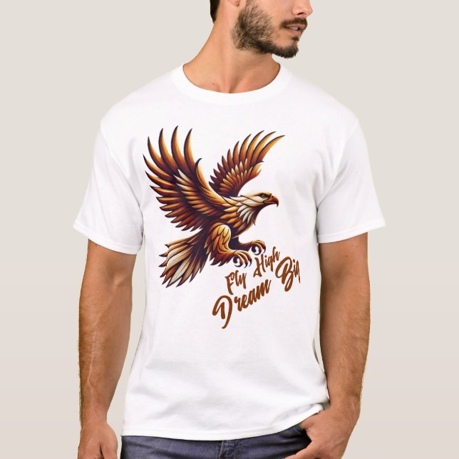 Camiseta Voe Alto, Sonhe Grande - Águia Real Inspiracional (Frente)