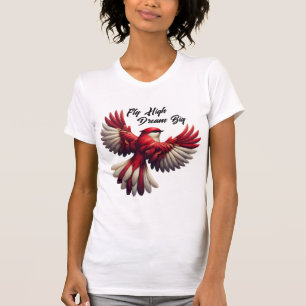 Camiseta Voe Alto, Sonhe Grande - Pássaro Vermelho Inspirad