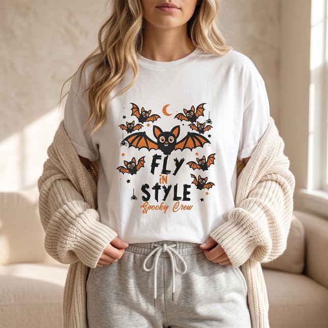 Camiseta Voe com Estilo Equipe Assustadora Morcego Fofo Hal (Criador carregado)