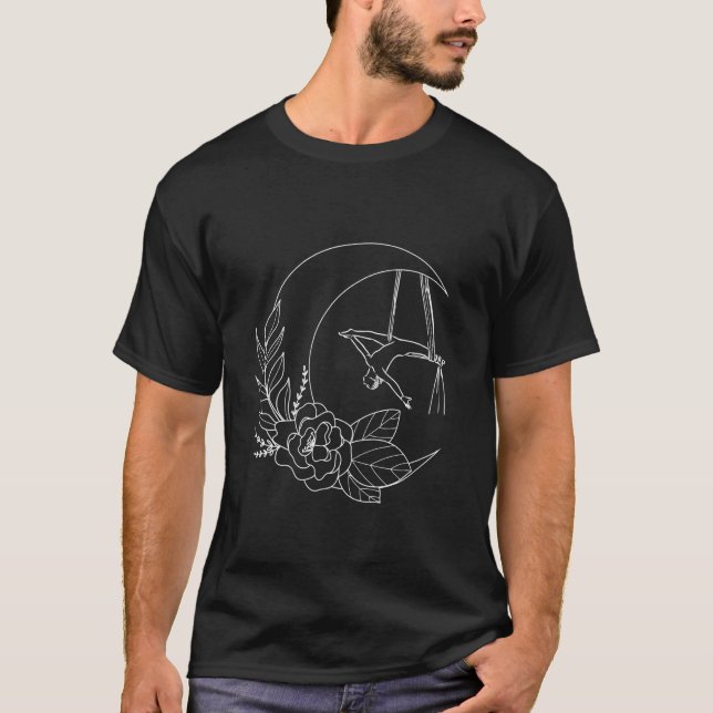 Camiseta Voeira de Ioga Aerial Hammock Sedas Lua Crescente  (Frente)