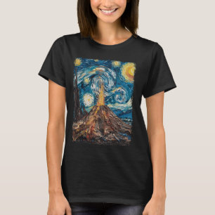 Camiseta Volcano Geology Magma Lava Starry Night Painting