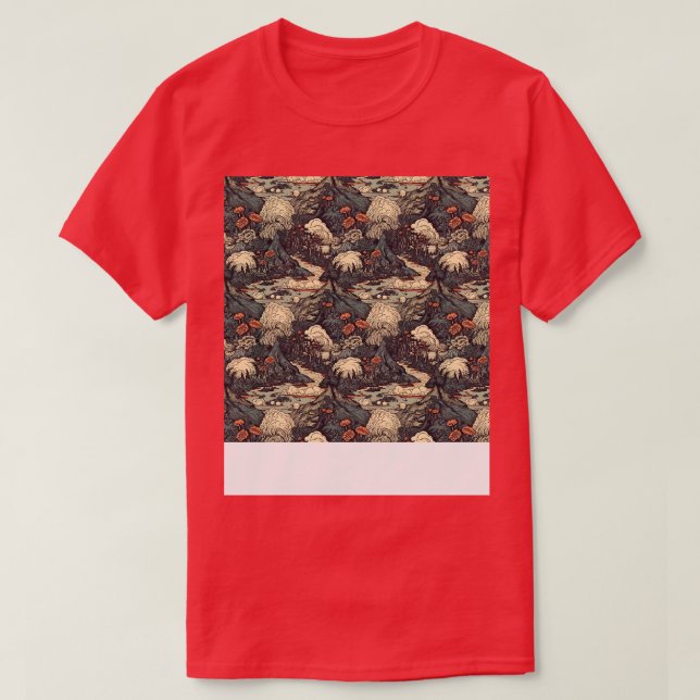 Camiseta Volcano Padrão Sem Costura Incêndio Montanha Lava  (Frente do Design)