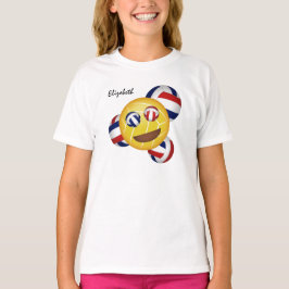 Camiseta Vôlei sorridente emoji vermelho branco e azul