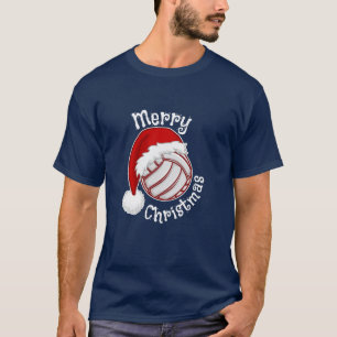 Camiseta Voleibol com Santa hat impressão de Natal Engraç