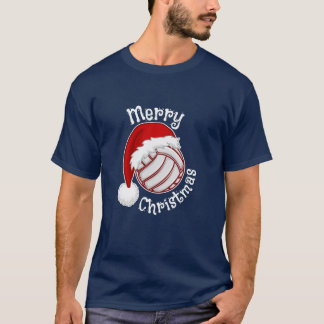 Camiseta Voleibol com Santa hat impressão de Natal Engraçad