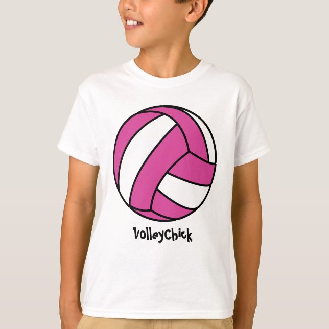 Camiseta Voleibol cor-de-rosa (customizável) (Frente)