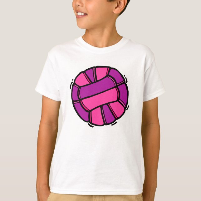 Camiseta Voleibol cor-de-rosa & roxo (Frente)