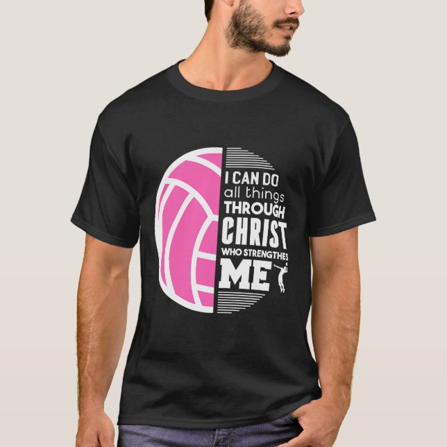 Camiseta Voleibol Cristão Eu Posso Fazer Todas As Coisas Fi (Frente)