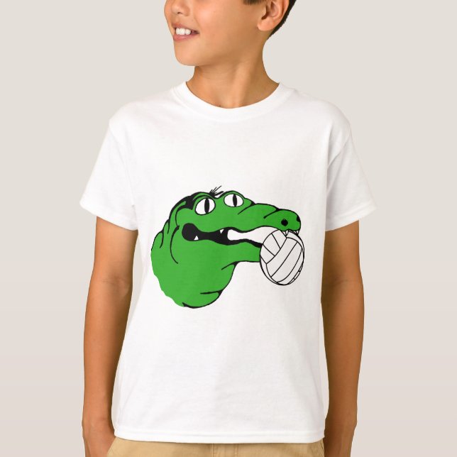 Camiseta VOLEIBOL da engrenagem do jacaré nenhumas palavras (Frente)